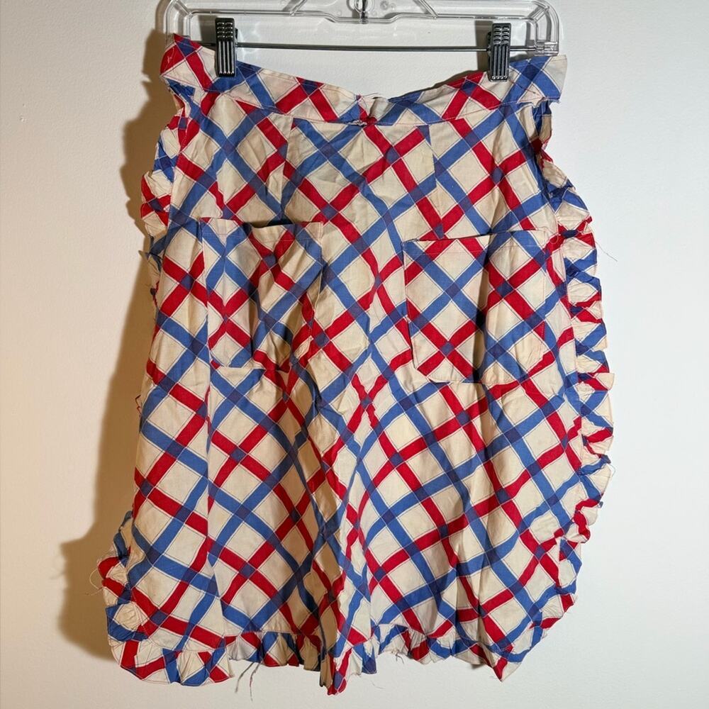 Vintage Stylish Red and Blue Plaid Apron